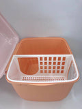 Darrahopens Pet Care > Cat Supplies XL Portable Hooded Cat Toilet Litter Box Tray House with Handle and Scoop Brown