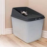 Darrahopens Pet Care > Cat Supplies XL Top Entry Cat Litter Box No Mess Large Enclosed Covered Kitty Tray