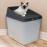 Darrahopens Pet Care > Cat Supplies XL Top Entry Cat Litter Box No Mess Large Enclosed Covered Kitty Tray
