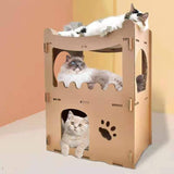 Darrahopens Pet Care > Cat Supplies YES4PETS Cat Cardboard House Tower Condo Scratcher Pet Post Furniture Double Storey