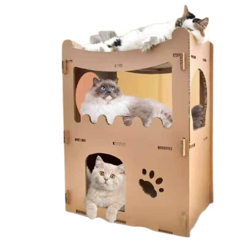 Darrahopens Pet Care > Cat Supplies YES4PETS Cat Cardboard House Tower Condo Scratcher Pet Post Furniture Double Storey