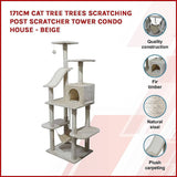 darrahopens Pet Care > Cleaning & Maintenance 171cm Cat Tree Trees Scratching Post Scratcher Tower Condo House - Beige