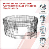darrahopens Pet Care > Cleaning & Maintenance 24" 8 Panel Pet Dog Playpen Puppy Exercise Cage Enclosure Fence Play Pen