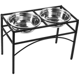 darrahopens Pet Care > Cleaning & Maintenance Dual Elevated Raised Pet Dog Puppy Feeder Bowl Stainless Steel Food Water Stand