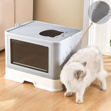 Darrahopens Pet Care > Cleaning & Maintenance Jumbo Hooded Cat Litter Box Tray Pet Kitty Toilet for Large Cats w Hair Grooming