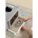 Darrahopens Pet Care > Cleaning & Maintenance Jumbo Hooded Cat Litter Box Tray Pet Kitty Toilet for Large Cats w Hair Grooming