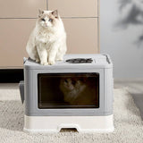 Darrahopens Pet Care > Cleaning & Maintenance Jumbo Hooded Cat Litter Box Tray Pet Kitty Toilet for Large Cats w Hair Grooming