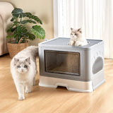 Darrahopens Pet Care > Cleaning & Maintenance Jumbo Hooded Cat Litter Box Tray Pet Kitty Toilet for Large Cats w Hair Grooming