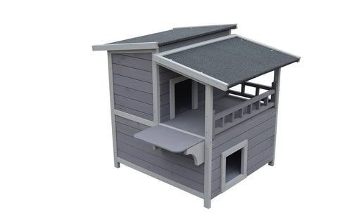 Darrahopens Pet Care > Coops & Hutches 2 Story Cat Shelter Condo with Escape Door Rainproof Kitty House