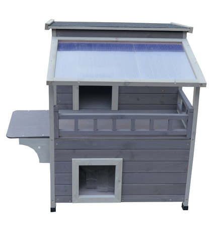 Darrahopens Pet Care > Coops & Hutches 2 Story Outdoor Cat Shelter Condo with Escape Door Rainproof Kitty House