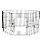 Darrahopens Pet Care > Coops & Hutches 4Paws 8 Panel Playpen Puppy Exercise Fence Cage Enclosure Pets Black All Sizes - 24" - Black