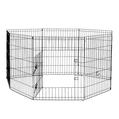 Darrahopens Pet Care > Coops & Hutches 4Paws 8 Panel Playpen Puppy Exercise Fence Cage Enclosure Pets Black All Sizes - 24" - Black