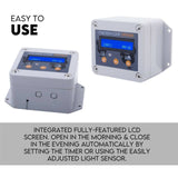 Darrahopens Pet Care > Coops & Hutches Chicken Coop Door with Digital LCD Screen to manage Timer and Sensor