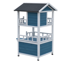 Darrahopens Pet Care > Coops & Hutches Double Story Cat Shelter Condo with Escape Door Rainproof Kitty House