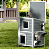 Darrahopens Pet Care > Coops & Hutches i.Pet Cat House Wooden Outdoor Shelter Rabbit Hutch Condo Small Dog Roof House