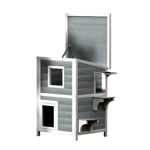 Darrahopens Pet Care > Coops & Hutches i.Pet Cat House Wooden Outdoor Shelter Rabbit Hutch Condo Small Dog Roof House