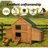 Darrahopens Pet Care > Coops & Hutches i.Pet Chicken Coop Large Rabbit Hutch House Run Cage Wooden Outdoor Pet Hutch