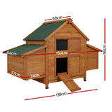 Darrahopens Pet Care > Coops & Hutches i.Pet Chicken Coop Large Rabbit Hutch House Run Cage Wooden Outdoor Pet Hutch