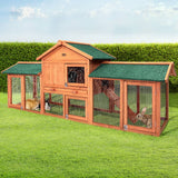 darrahopens Pet Care > Coops & Hutches i.Pet Rabbit Hutch Chicken Coop Wooden Cage Pet Hutch 220cm x 52cm x 84cm