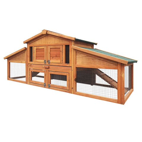 darrahopens Pet Care > Coops & Hutches i.Pet Rabbit Hutch Chicken Coop Wooden Pet Hutch 169cm x 52cm x 72cm