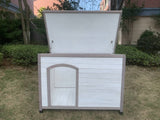 Darrahopens Pet Care > Coops & Hutches L Timber Pet Dog Kennel House Puppy Wooden Timber Cabin With Stripe White