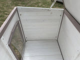 Darrahopens Pet Care > Coops & Hutches L Timber Pet Dog Kennel House Puppy Wooden Timber Cabin With Stripe White