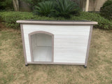 Darrahopens Pet Care > Coops & Hutches L Timber Pet Dog Kennel House Puppy Wooden Timber Cabin With Stripe White