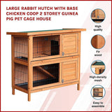 Darrahopens Pet Care > Coops & Hutches Large Rabbit Hutch with BASE Chicken Coop 2 Storey Guinea Pig Pet Cage House