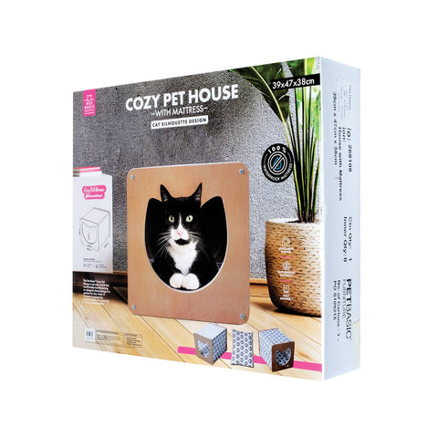 Darrahopens Pet Care > Coops & Hutches Pet Basic Cat Silhouette Cozy House Waterproof Mattress 39 x 47 x 38cm
