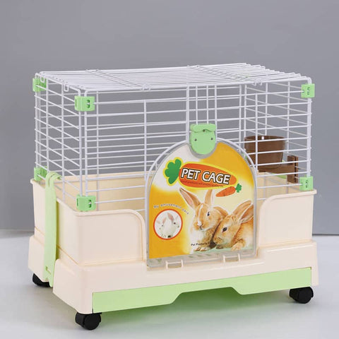 Darrahopens Pet Care > Coops & Hutches Small Green Pet Rabbit Cage Guinea Pig Crate Kennel With Potty Tray And Wheel