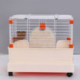 Darrahopens Pet Care > Coops & Hutches Small Orange Pet Rabbit Cage Guinea Pig Crate Kennel With Potty Tray And Wheel