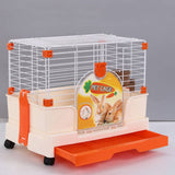 Darrahopens Pet Care > Coops & Hutches Small Orange Pet Rabbit Cage Guinea Pig Crate Kennel With Potty Tray And Wheel