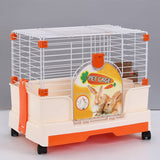 Darrahopens Pet Care > Coops & Hutches Small Orange Pet Rabbit Cage Guinea Pig Crate Kennel With Potty Tray And Wheel