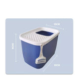 Darrahopens Pet Care > Coops & Hutches XXL Top Entry Cat Litter Box No Mess Large Enclosed Covered Kitty Tray Dark Blue