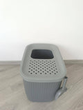 Darrahopens Pet Care > Coops & Hutches XXL Top Entry Cat Litter Box No Mess Large Enclosed Covered Kitty Tray Grey
