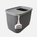 Darrahopens Pet Care > Coops & Hutches XXL Top Entry Cat Litter Box No Mess Large Enclosed Covered Kitty Tray Grey