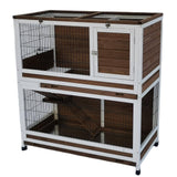 Darrahopens Pet Care > Coops & Hutches YES4PETS 118 cm XL Double Storey Rabbit Hutch Guinea Pig Cat Cage , Ferret cage Cat W Pull Out Tray