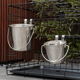 Darrahopens Pet Care > Dog Supplies 2 x 1.9L Stainless Steel Pet Parrot Feeder Dog Cat Bowl Water Bowls Flat Sided Bucket with Riveted Hooks