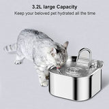 Darrahopens Pet Care > Dog Supplies 3.2L Automatic Electric Pet Water Fountain Dog Cat Stainless Steel Feeder Bowl Dispenser