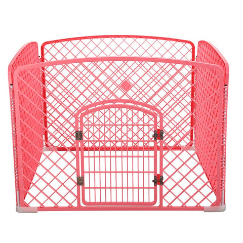Darrahopens Pet Care > Dog Supplies 4 Panel Plastic Pet Pen Pet Foldable Fence Dog Fence Enclosure With Gate Pink- M