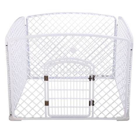 Darrahopens Pet Care > Dog Supplies 4 Panel Plastic Pet Pen Pet Foldable Fence Dog Fence Enclosure With Gate White