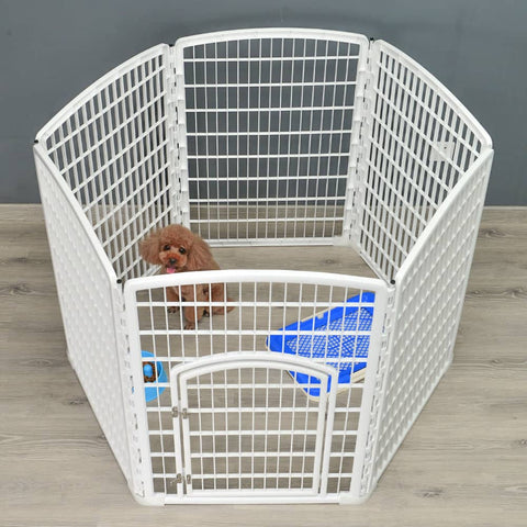 Darrahopens Pet Care > Dog Supplies 6 Panel Plastic Pet Pen Pet Foldable Fence Dog Fence Enclosure With Gate White