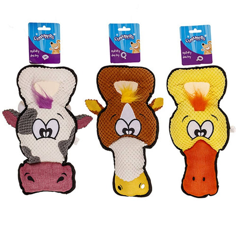 Darrahopens Pet Care > Dog Supplies Chompers Plush Dog Toy Duck, Chicken, Cow - 1 x Colour Randomly Selected