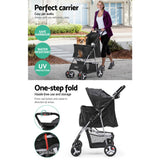 darrahopens Pet Care > Dog Supplies i.Pet 4 Wheel Pet Stroller - Black