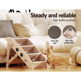Darrahopens Pet Care > Dog Supplies i.Pet Dog Ramp Steps For Bed Sofa Car Pet Stairs Ladder Indoor Foldable Beige