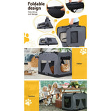 Darrahopens Pet Care > Dog Supplies i.Pet Pet Carrier Soft Crate Dog Cat Travel Portable Cage Kennel Foldable Car M
