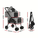 Darrahopens Pet Care > Dog Supplies i.Pet Pet Stroller 2-tier Dog Pram Large Cat Carrier Travel Pushchair Foldable