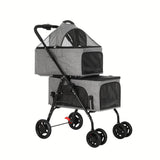 Darrahopens Pet Care > Dog Supplies i.Pet Pet Stroller 2-tier Dog Pram Large Cat Carrier Travel Pushchair Foldable