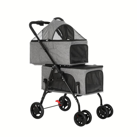 Darrahopens Pet Care > Dog Supplies i.Pet Pet Stroller 2-tier Dog Pram Large Cat Carrier Travel Pushchair Foldable