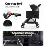 darrahopens Pet Care > Dog Supplies i.Pet Pet Stroller Dog Carrier Foldable Pram 3 IN 1 Middle Size Black
